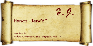 Hancz Jenő névjegykártya